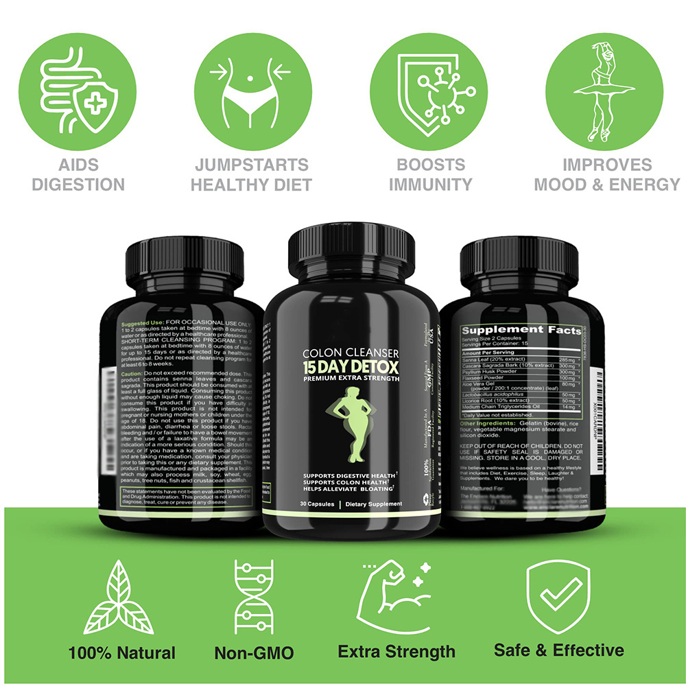 Natural Herbal Detox Capsules Improve Digestion Metabolism Colon Cleanse Pills Weight Loss Slimming Diet Supplement