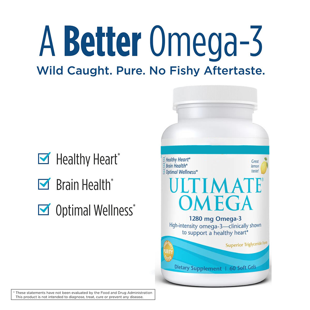 Private Label Ultimate Omega 3 Fish Oil concentrates Supplement with EPA DHA Brain Heart Health High-Potency Omega-3 Soft Gels