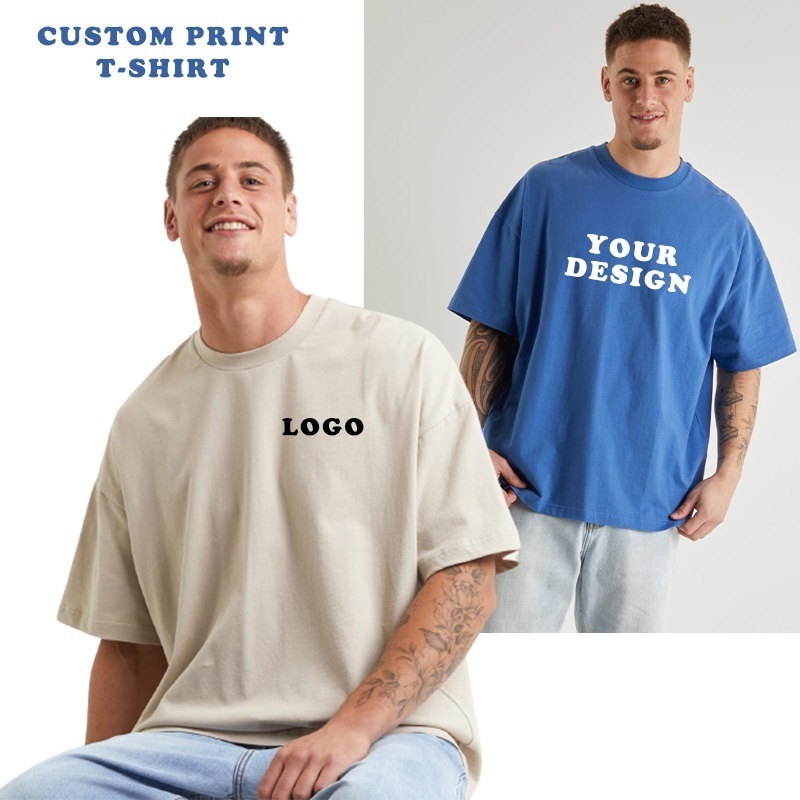 Wholesale Custom Printing Heavyweight Drop Shoulder Heavy Weight 100% Organic Cotton Oversized Men Tshirt T-Shirt Tee T Shirt