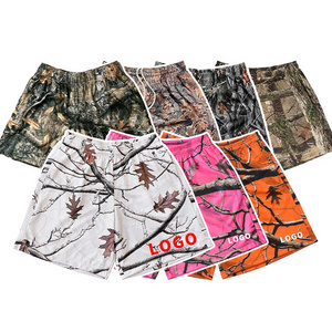 All Over Sublimation Print Summer Heavy Weight Polyester Men Unisex 6 Inch Inseam Custom Tree Camo  Basketball Mesh Shorts