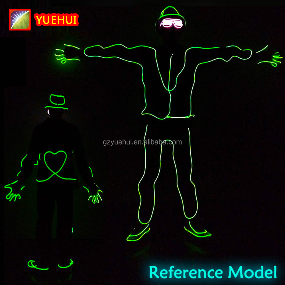 Blinking EL Wire Suit for Holiday Glowing Party Supplies Luminous Neon Led Strip Sparkling Rave Costume Fluorescent Dancing Show