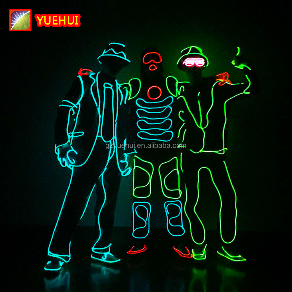 Blinking EL Wire Suit for Holiday Glowing Party Supplies Luminous Neon Led Strip Sparkling Rave Costume Fluorescent Dancing Show