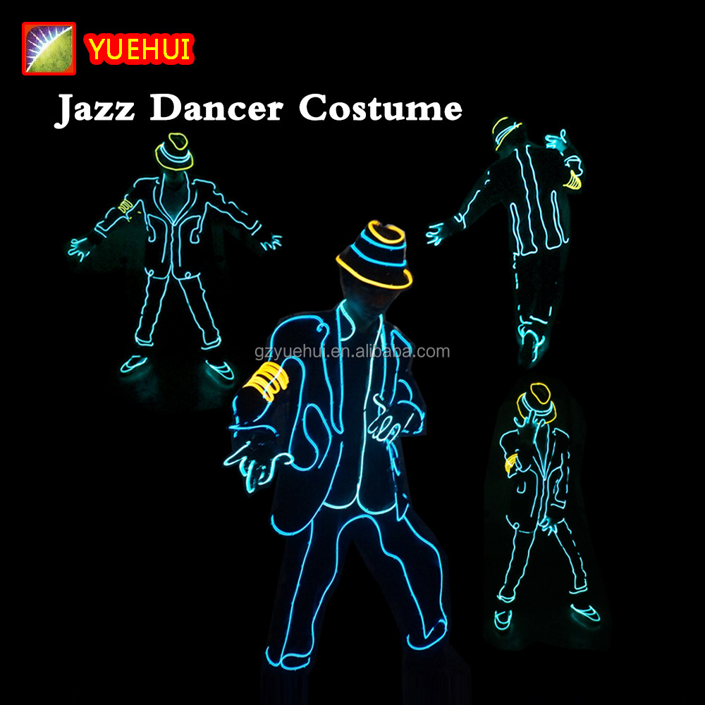 Jazz Dancer Favors Wholesale EL Cold Light Illuminated Diy Festival Show Clothes Accessory Led Strip Night Party Decor Costume