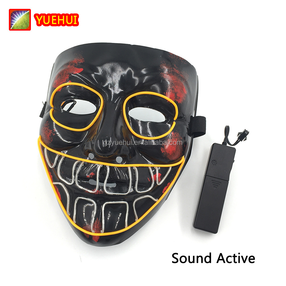 Sound Active EL Mask Christmas EL Wire Cosplay Led Festival Party Halloween Costume Mask Led Light Up Purge Mask with EL Drive