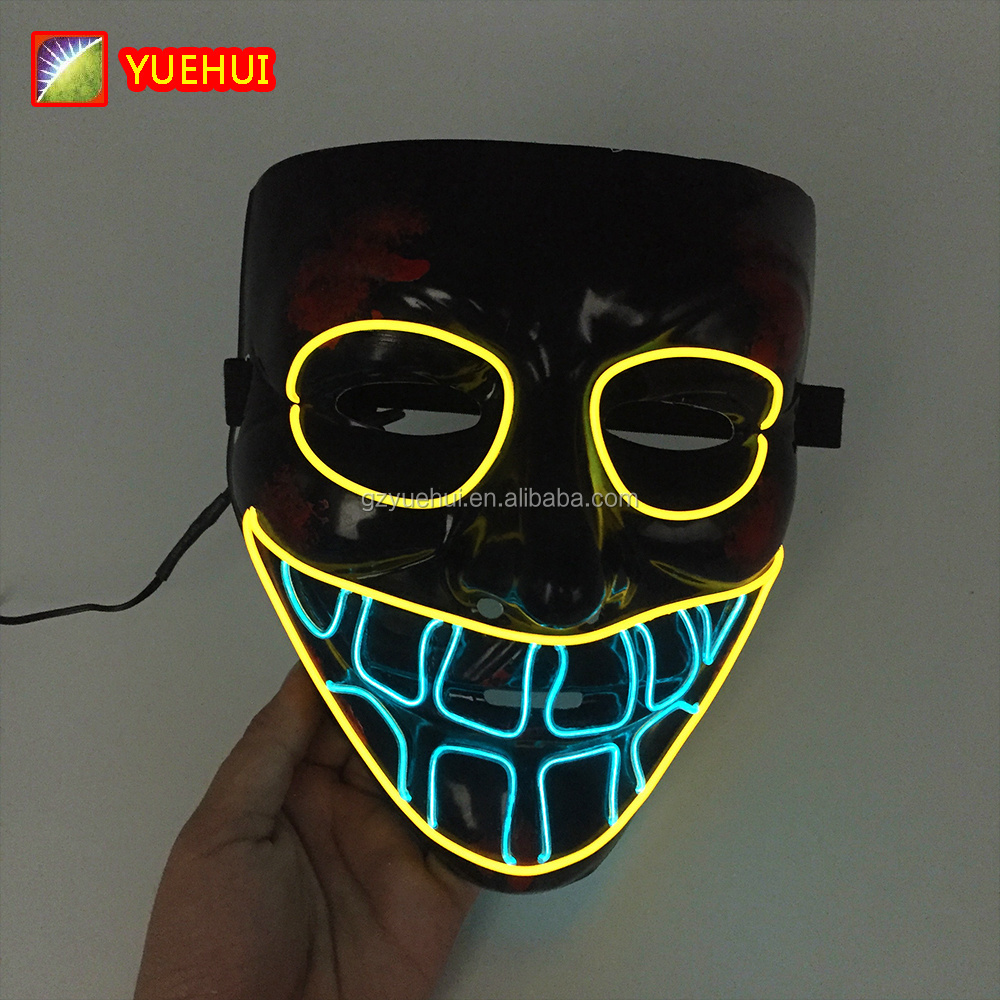 Sound Active EL Mask Christmas EL Wire Cosplay Led Festival Party Halloween Costume Mask Led Light Up Purge Mask with EL Drive