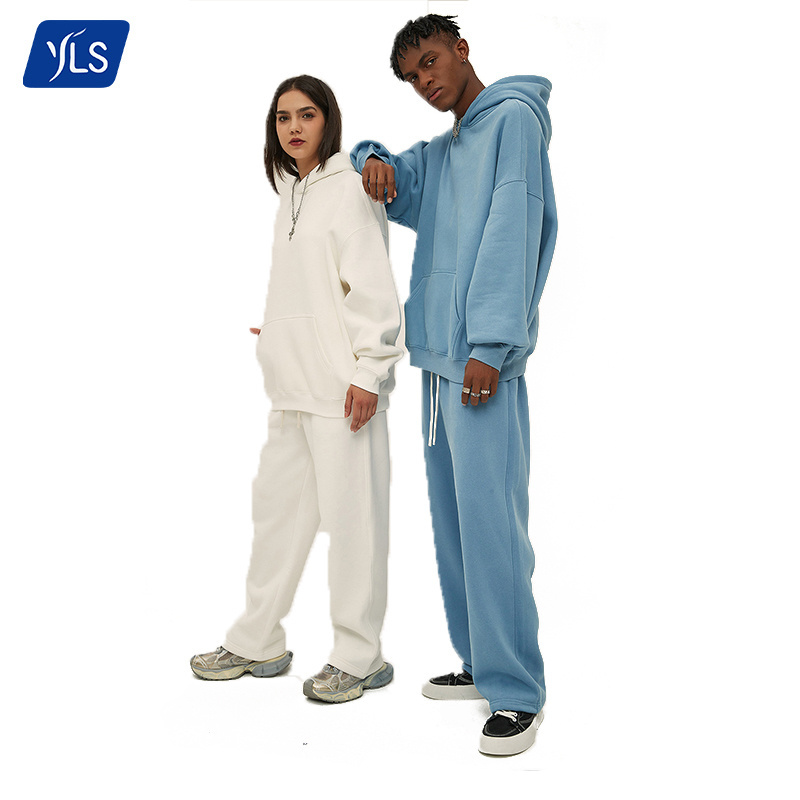 YLS Sweatsuit Raw Hem Velour Hoodie And Jogger Open Bottom Sweatpants Set Custom Logo Graphic Puff Print Oversized Tracksuit