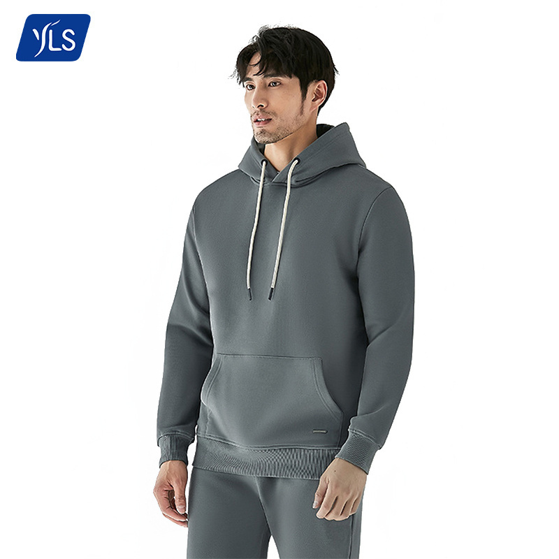 YLS Autumn Winter Men Thick 470GSM 100% Heavyweight Cotton Fabric Private Label Custom Embroidered Logo Basic Pullovers Hoodies