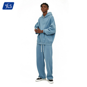 YLS Sweatsuit Raw Hem Velour Hoodie And Jogger Open Bottom Sweatpants Set Custom Logo Graphic Puff Print Oversized Tracksuit