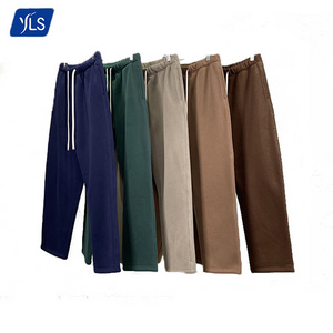 YLS Blank Unisex Loose Blank Jogger Heavyweight 350gsm Fleece Open Bottom Sweatpants Men Wide Leg Baggy Fit Sweat Pants