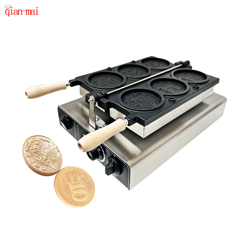 Factory Direct Sale Stainless Steel Non-Stick 3 In 1 Gold Coin Waffle Maker Automatic 10 Won Shaped Coin Waffle Maker Machine