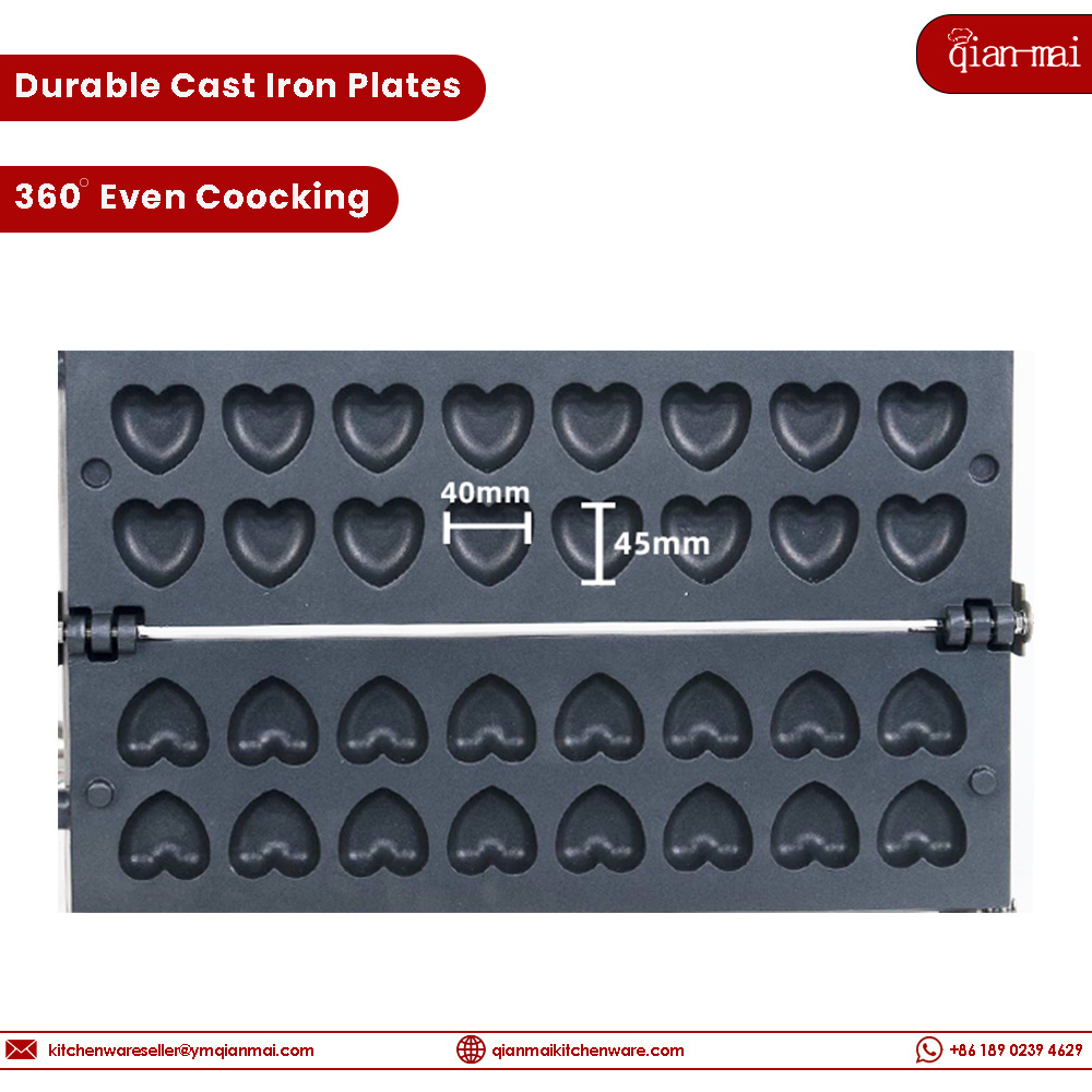 Commercial Gas-Powered custom mini gas heart shape waffle maker machine with Durable Cast Iron Plates