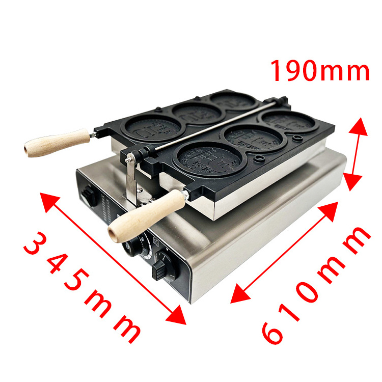 Factory Direct Sale Stainless Steel Non-Stick 3 In 1 Gold Coin Waffle Maker Automatic 10 Won Shaped Coin Waffle Maker Machine