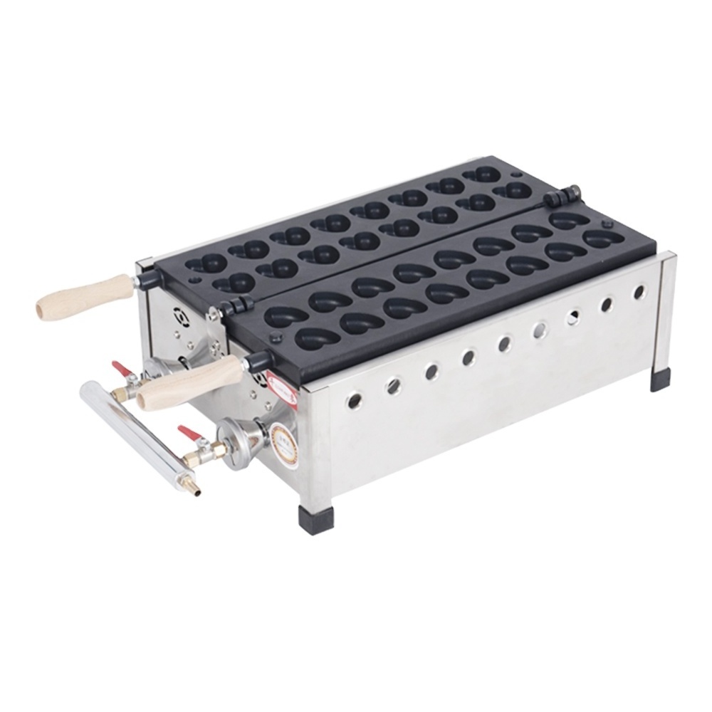 Commercial Gas-Powered custom mini gas heart shape waffle maker machine with Durable Cast Iron Plates