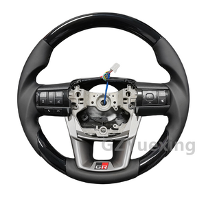 Piano Black Steering Wheel Fit for Hilux Fortuner LC79  GR Wood Real Leather Steering Wheel