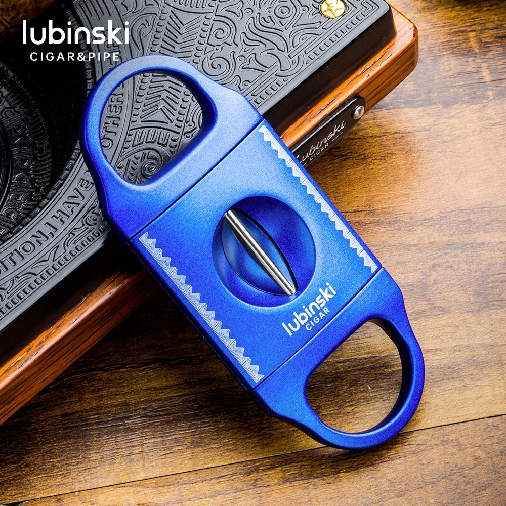 Lubinski  High Quality Stainless Steel  Perfect Cigar V Cutter With Cigar Holder Stand