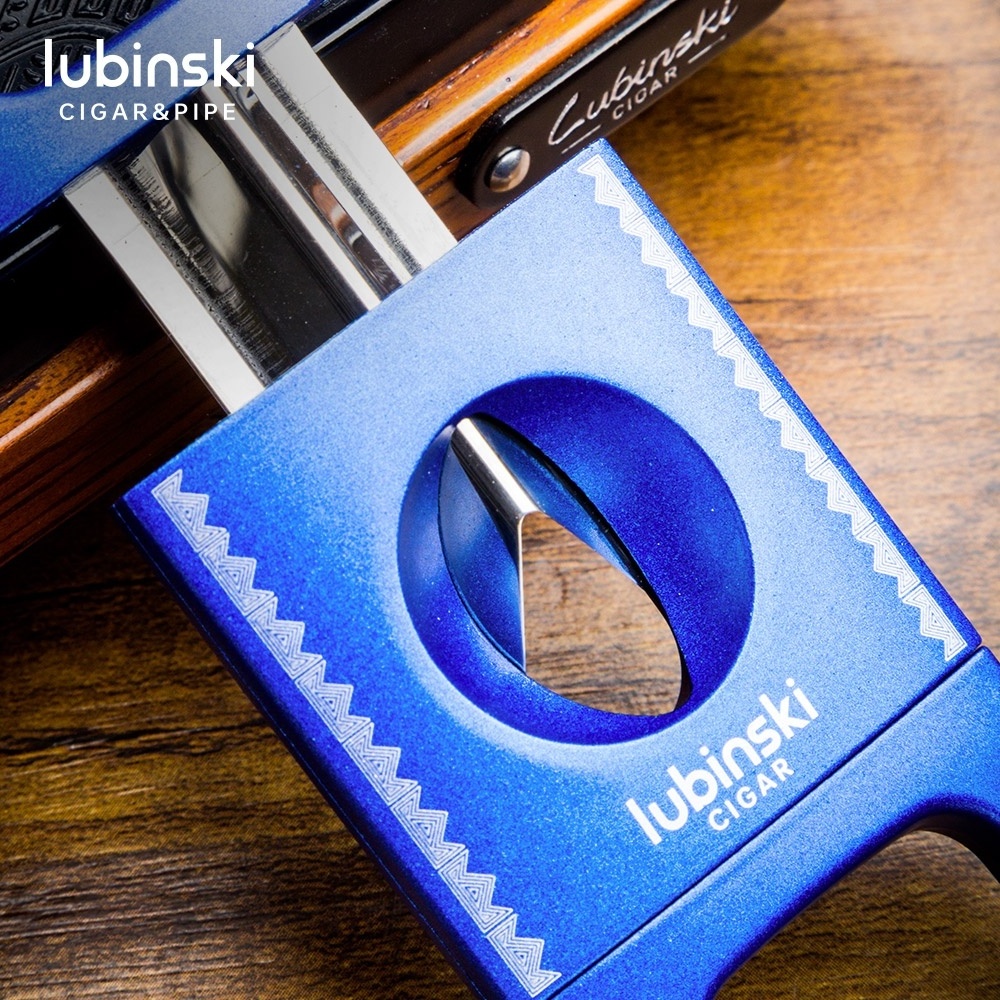 Lubinski  High Quality Stainless Steel  Perfect Cigar V Cutter With Cigar Holder Stand