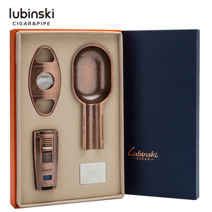 Guangzhou Yujia Luxury Three Pieces Tools Classical Packaging Cigar Ashtray Gift Set Cigar Lighter Cigar Cutter   YJA-80009