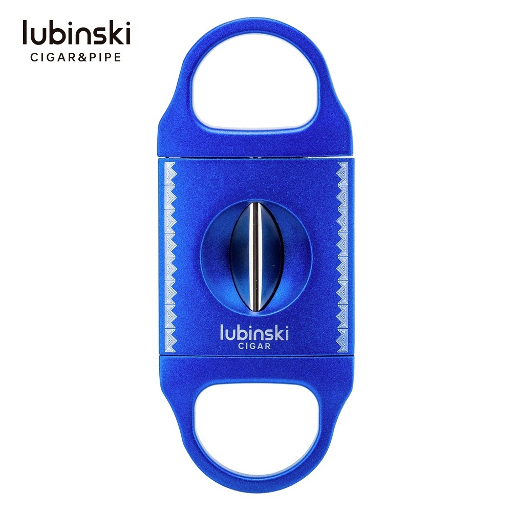 Lubinski  High Quality Stainless Steel  Perfect Cigar V Cutter With Cigar Holder Stand