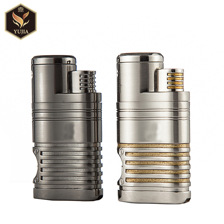 Guangzhou Yujia 2020 Jet Cigar Lighter With Punch Wholesales Cigar Accessories Durable Four-Flame Cigar Torch Lighter