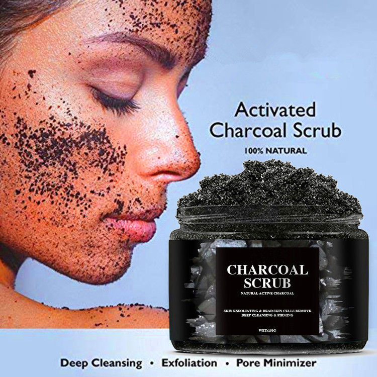 Private Label Natural Organic Exfoliating Activated Charcoal Body Scrub