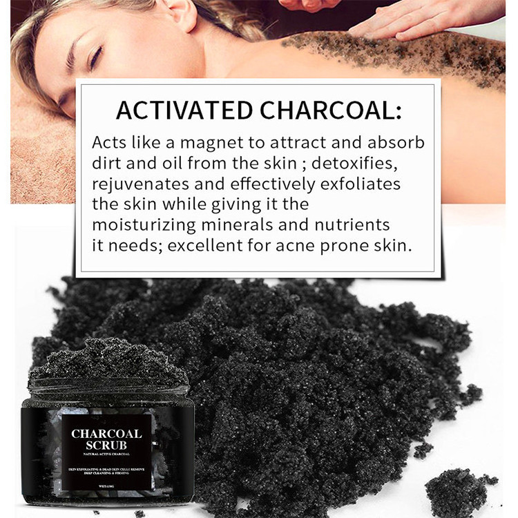 Private Label Natural Organic Exfoliating Activated Charcoal Body Scrub