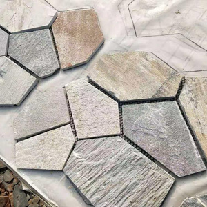 Yellow quartzite Natural Flagstone Mat Mesh tiles walkway brick paveer for the wall and flooring