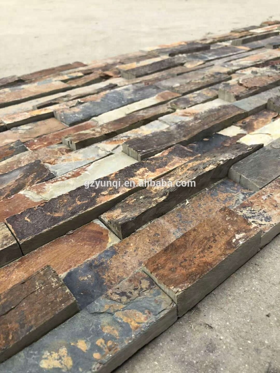 Natural culture stone quartzite ledgestone veneer black stone wall panel for Landscaping