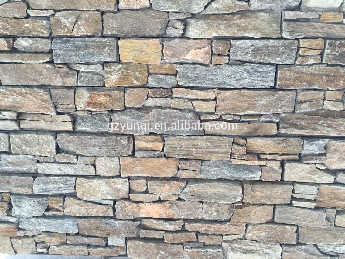 Black Decorative Exterior Wall Stone Panel Natural stone Ledgestone with cement back