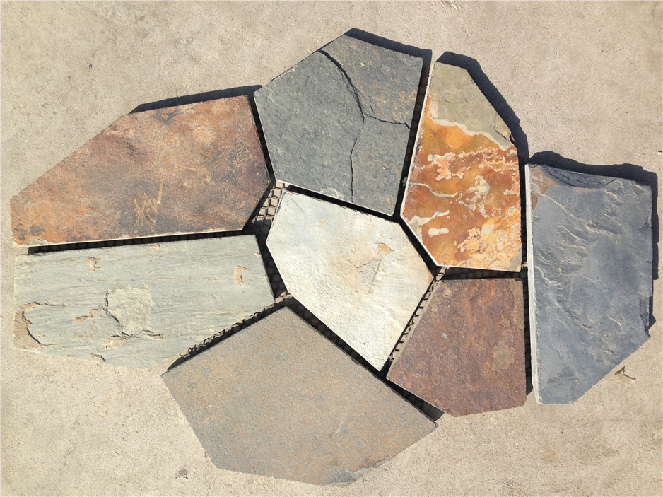 slate flagstone paver with mesh backing Cheap slate paving stone tiles for garden decoration