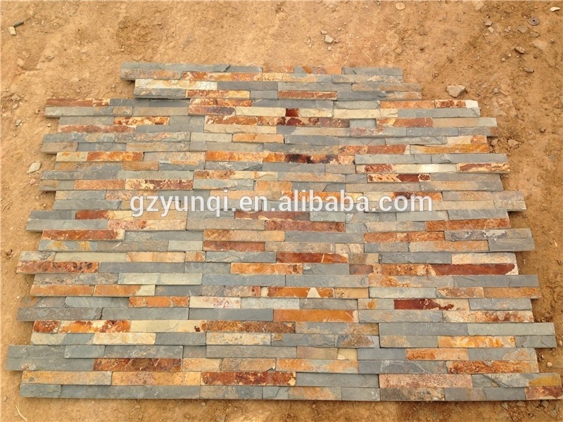 Natural culture stone quartzite ledgestone veneer black stone wall panel for Landscaping