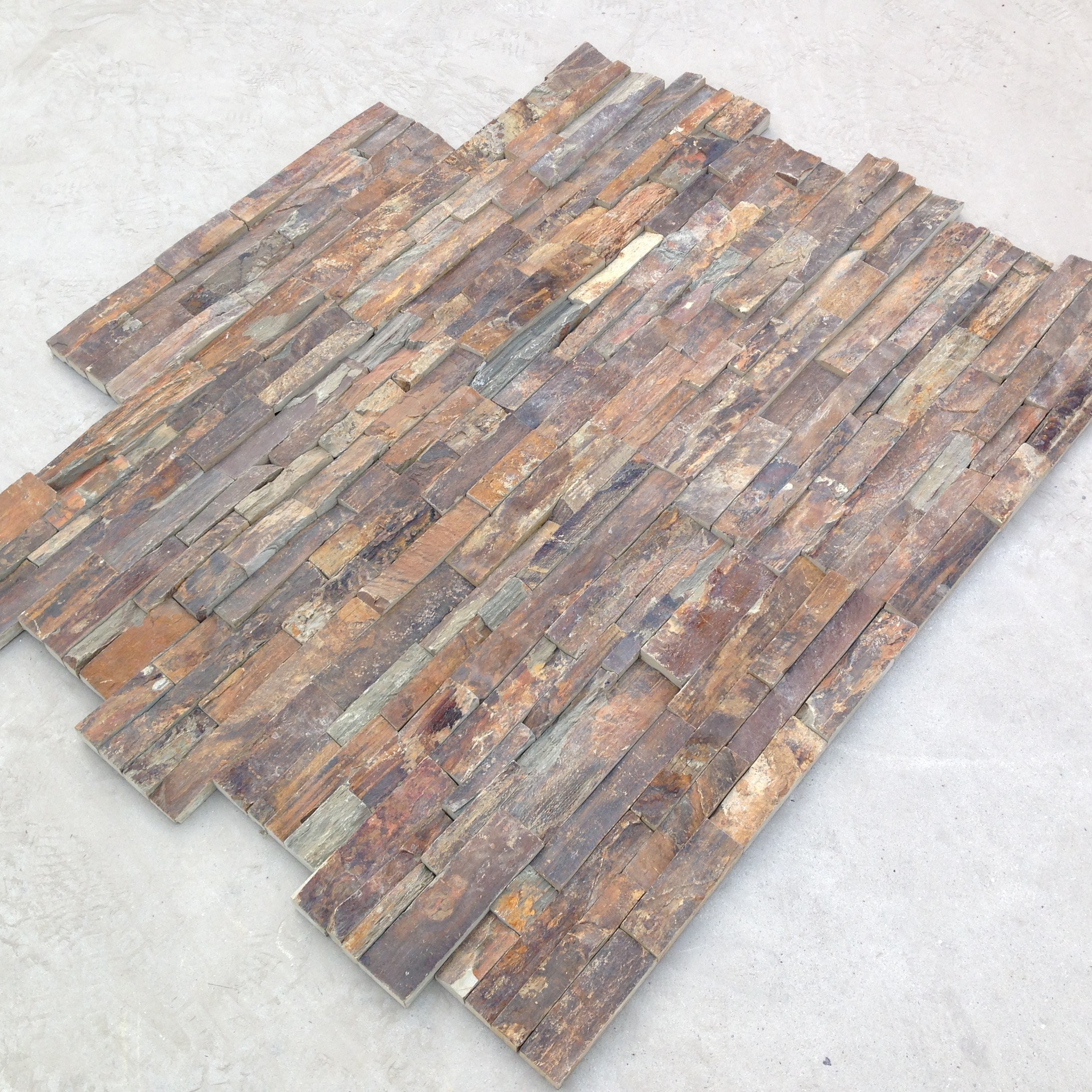 Rusty Quartz Nature Culture Stone for Home Decoration Stacked Slate z shape Wall Cladding for wall panel