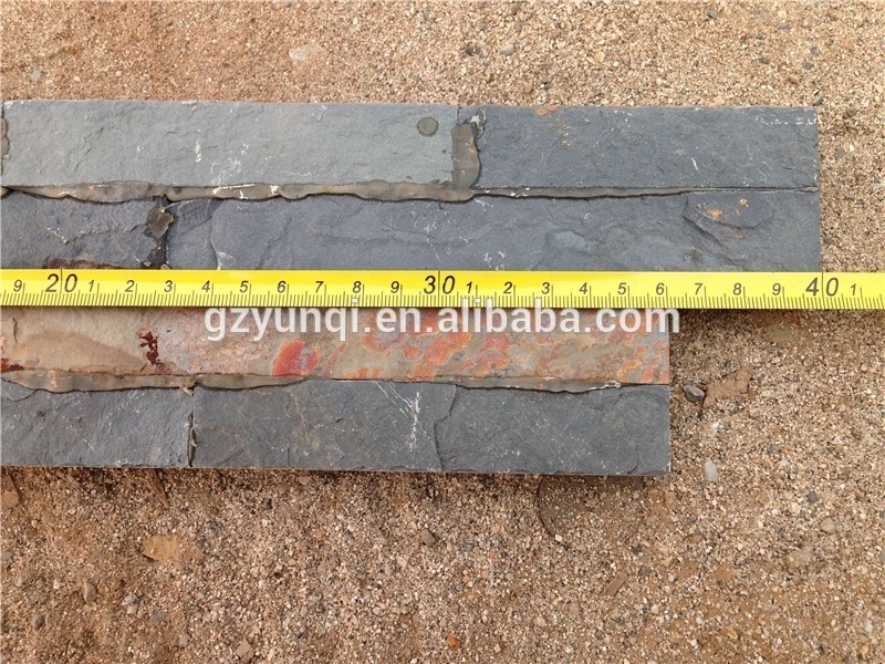 Natural culture stone quartzite ledgestone veneer black stone wall panel for Landscaping