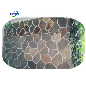 Natural grey slate net stacked stone paving garden decorative flagstone Irregular Polygon Black Mesh Stone Paving Stone