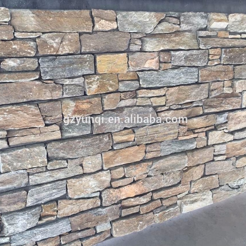 Black Decorative Exterior Wall Stone Panel Natural stone Ledgestone with cement back