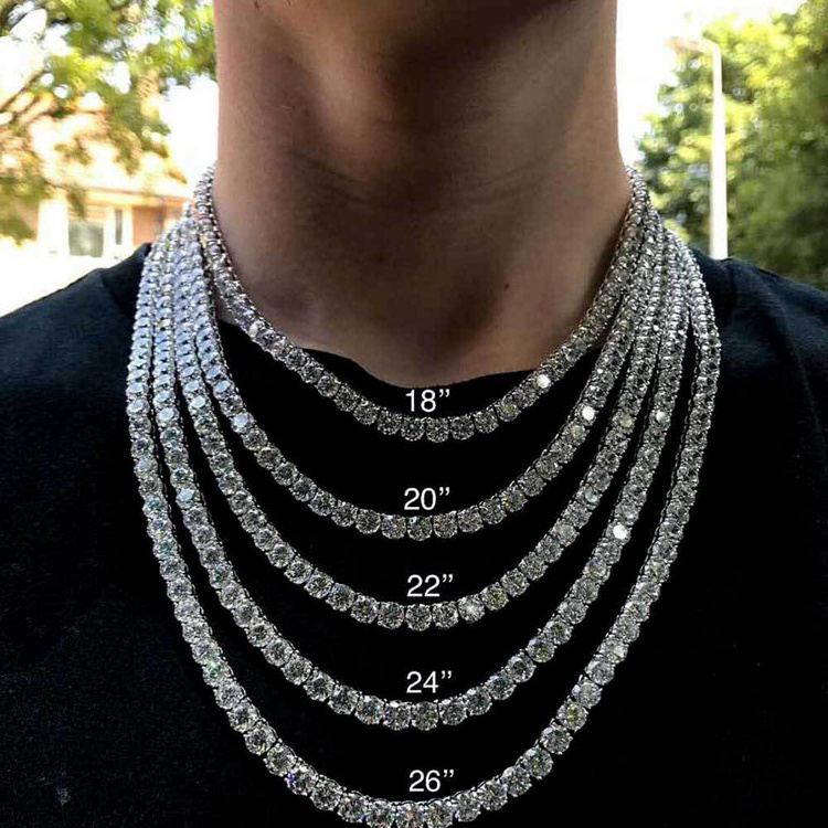 Personalized Hip Hop Mens Diamond Gold Plated 3mm 4mm 5mm Cz Tennis Chain Iced Out Necklace Jewelry