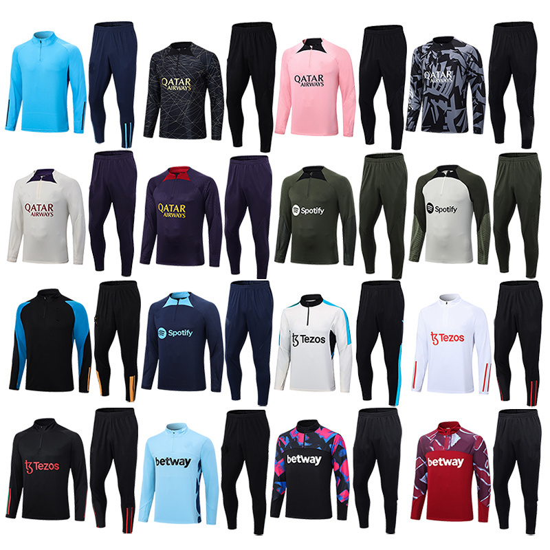 YZ New Design Custom Blank Long Sleeve Polyester Soccer Team Cheap Football Training Tracksuits For Men Soccer Tracksuit Set