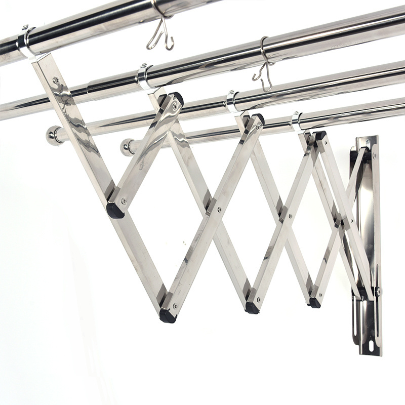 Manufacturers direct wall mounted stainless steel clothes drying rack foldable clotheshorse extendable drier 3 & 4 poles hanger