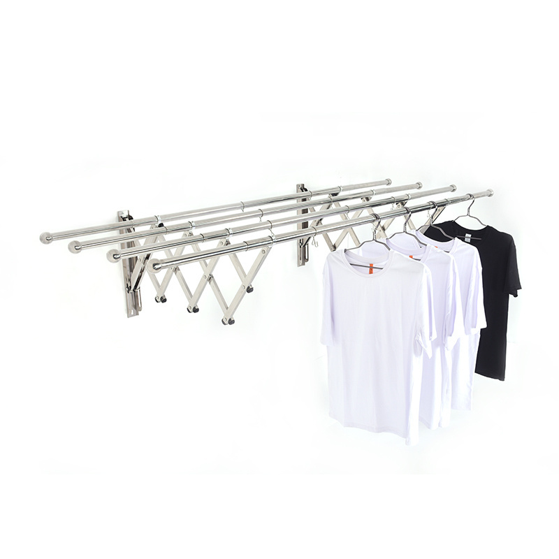 Manufacturers direct wall mounted stainless steel clothes drying rack foldable clotheshorse extendable drier 3 & 4 poles hanger