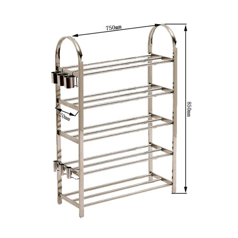 Customizable 5-layer stainless steel shoe rack with umbrella stand