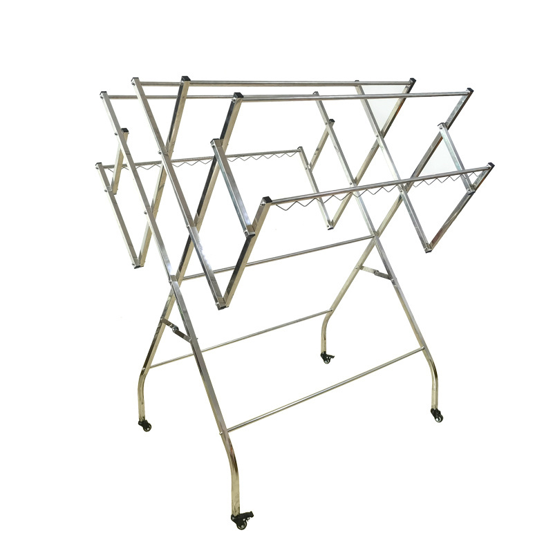 Customizable W-Type Stainless Steel Outdoor Clothes Hanger Foldable Laundry Display Clothes drying rack