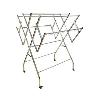 Customizable W-Type Stainless Steel Outdoor Clothes Hanger Foldable Laundry Display Clothes drying rack