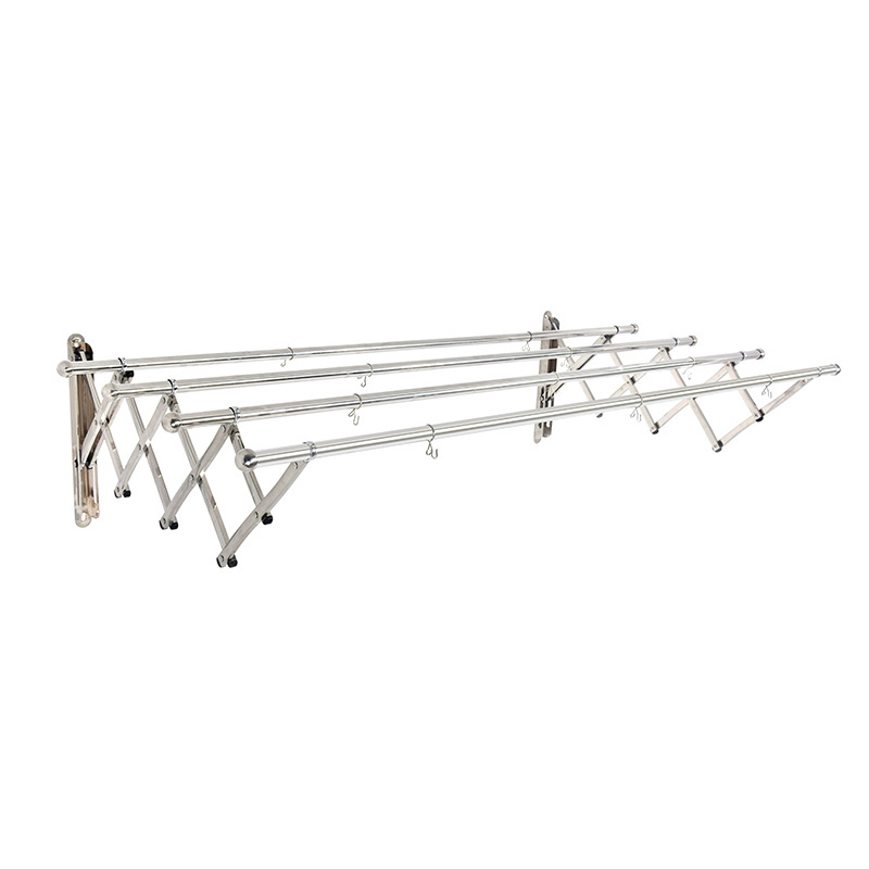 Customized 3&4 poles balcony Clothes Hanger rack Stainless Steel clothes drying rack wall mounted foldable clotheshorse