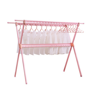 Domestic X type large aluminum telescopic hanger floor folding type indoor and outdoor simple air drying quilt rack