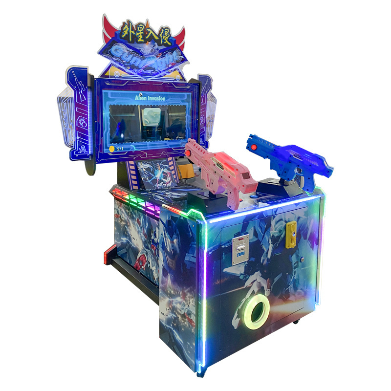 2 Player Kids Laser Shooting Gun Arcade Video Game Machine|Amusement Park Coin Operated Alien Invasion Game For Sale