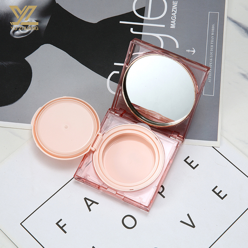 New Products Custom Cosmetic Empty Square Pressed Compact Powder Case with Mirror Disposable Makeup Tools Air Cushion Box Accept