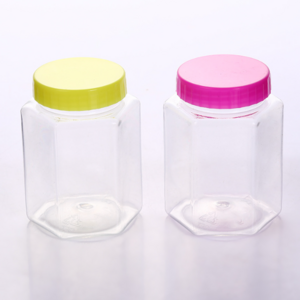 Plastic jars for food Multipurpose Use PET Plastic Transparent Jar for Food Storage Container Hexagonal Bottle