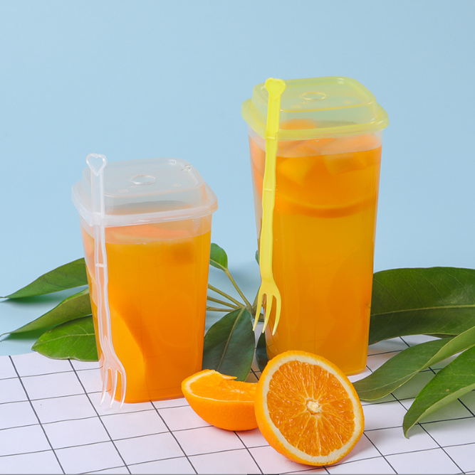 Hot Sale disposable clear lemonade cups 32oz fruit milk boba bubble tea juice pp plastic cups container