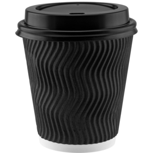 Coffee Cups Paper Cups with Lids Ripple Wall Cup Logo Printed Disposable 8oz 12oz 16oz Black Craft Paper