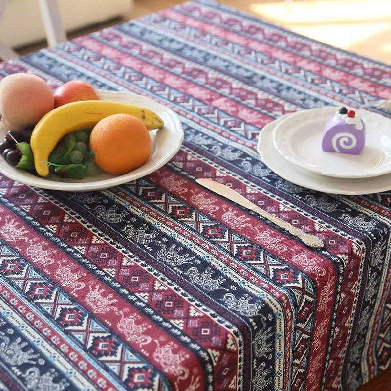 Southeast Asia Boho thickened cotton linen Thai restaurant homestay fabric tablecloth household anti-scald for Table Cloth