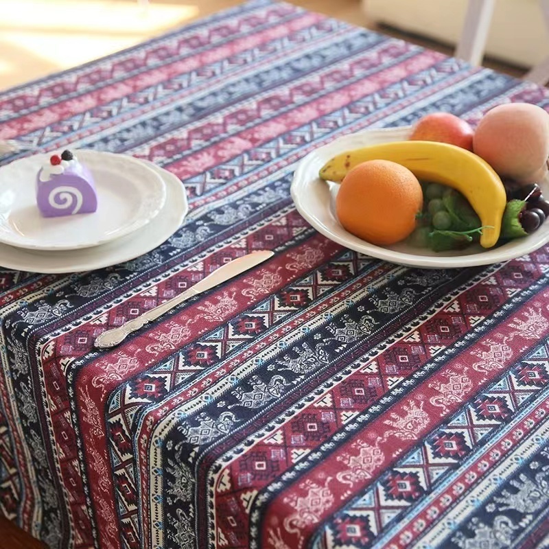 Southeast Asia Boho thickened cotton linen Thai restaurant homestay fabric tablecloth household anti-scald for Table Cloth